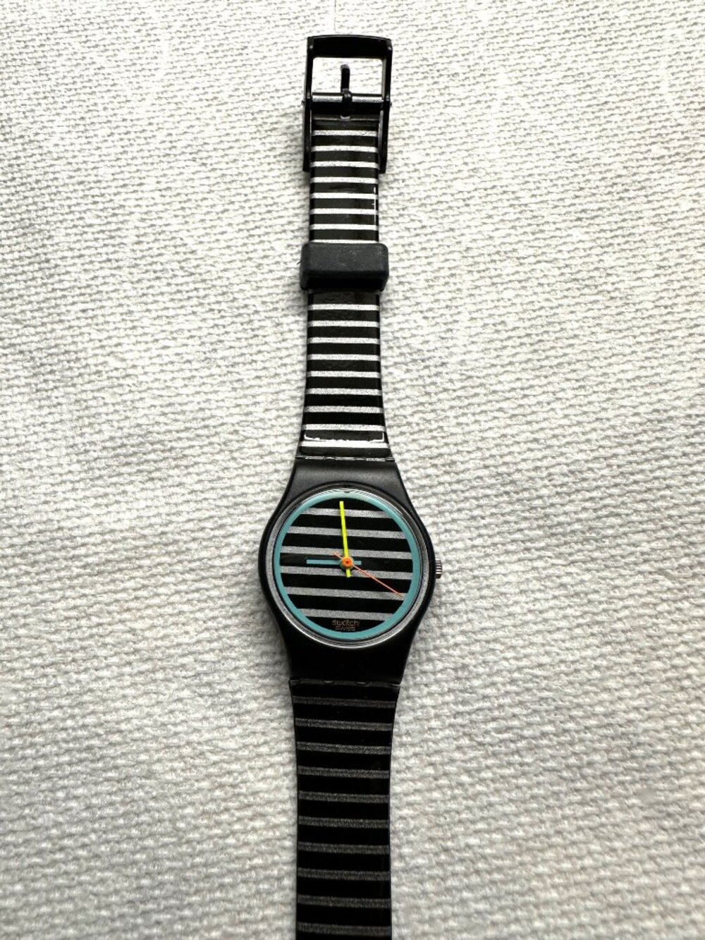 Swatch Watch Silver Thread LB121 Vintage 1989